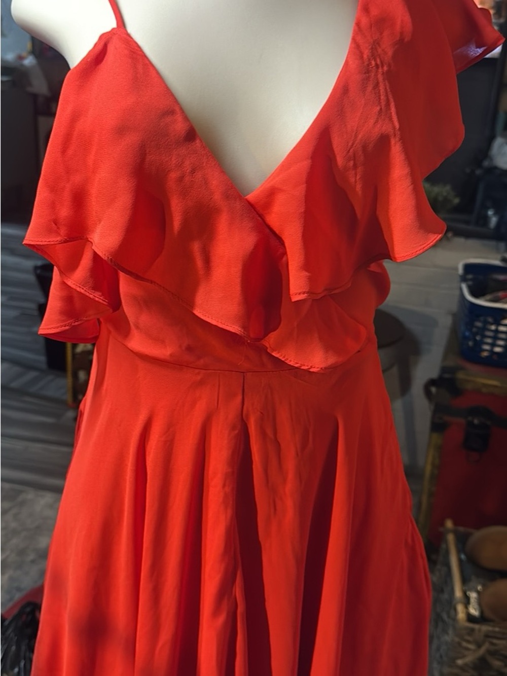 Gianni Bini One-Shoulder Ruffle Red Dress#242